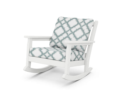 POLYWOOD® Chippendale Deep Seating Rocking Chair in White / Trellis Glacier Spa