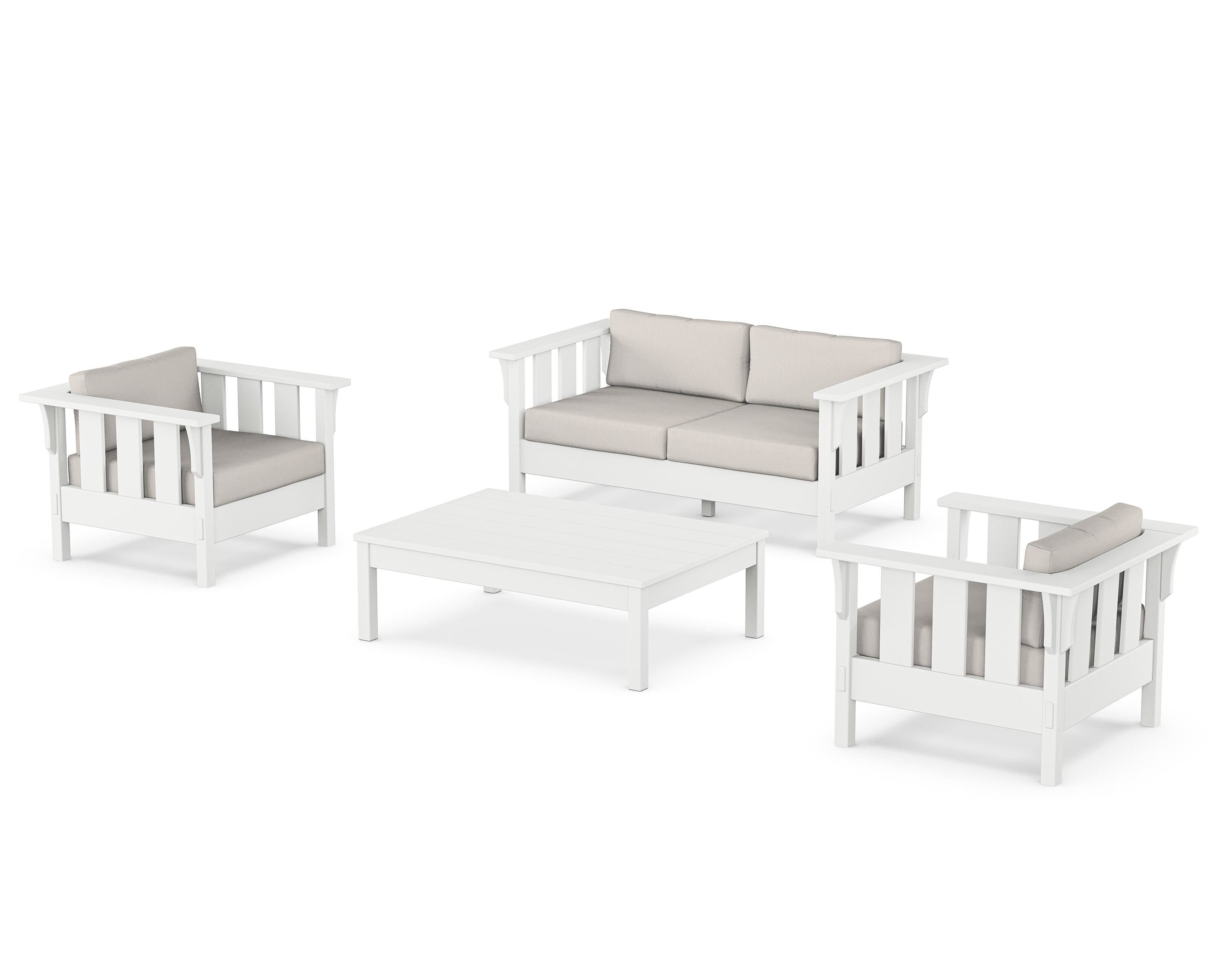 Martha Stewart by POLYWOOD® Acadia 4-Piece Deep Seating Set with Loveseat in White / Cast Ash