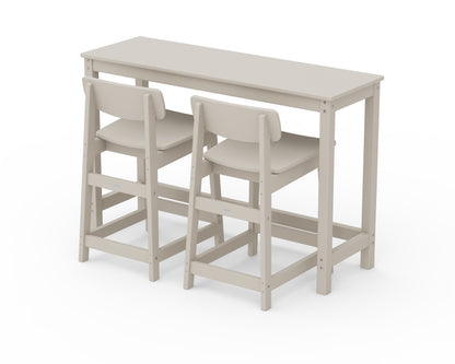 POLYWOOD® Modern Studio Urban Lowback Counter Chair 3-Piece Balcony Set in Sand