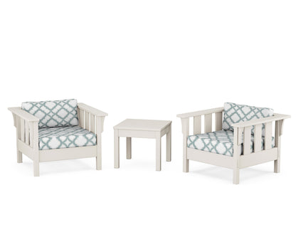 Martha Stewart by POLYWOOD® Acadia 3-Piece Deep Seating Set in Sand / Trellis Glacier Spa