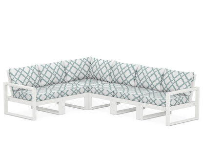 POLYWOOD® EDGE 6-Piece Modular Deep Seating Set in White / Trellis Glacier Spa