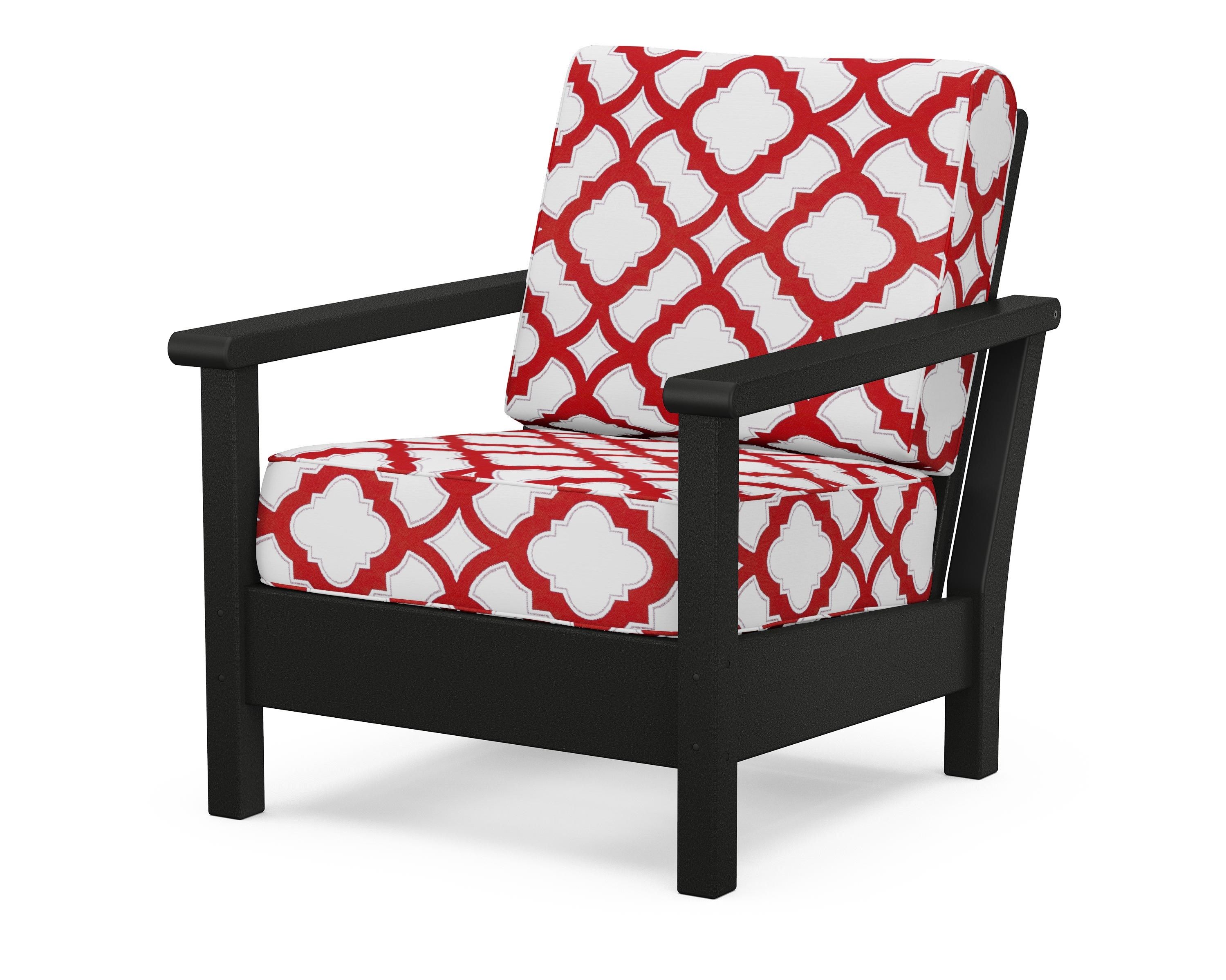 POLYWOOD® Harbour Deep Seating Chair in Black / Trellis Crimson