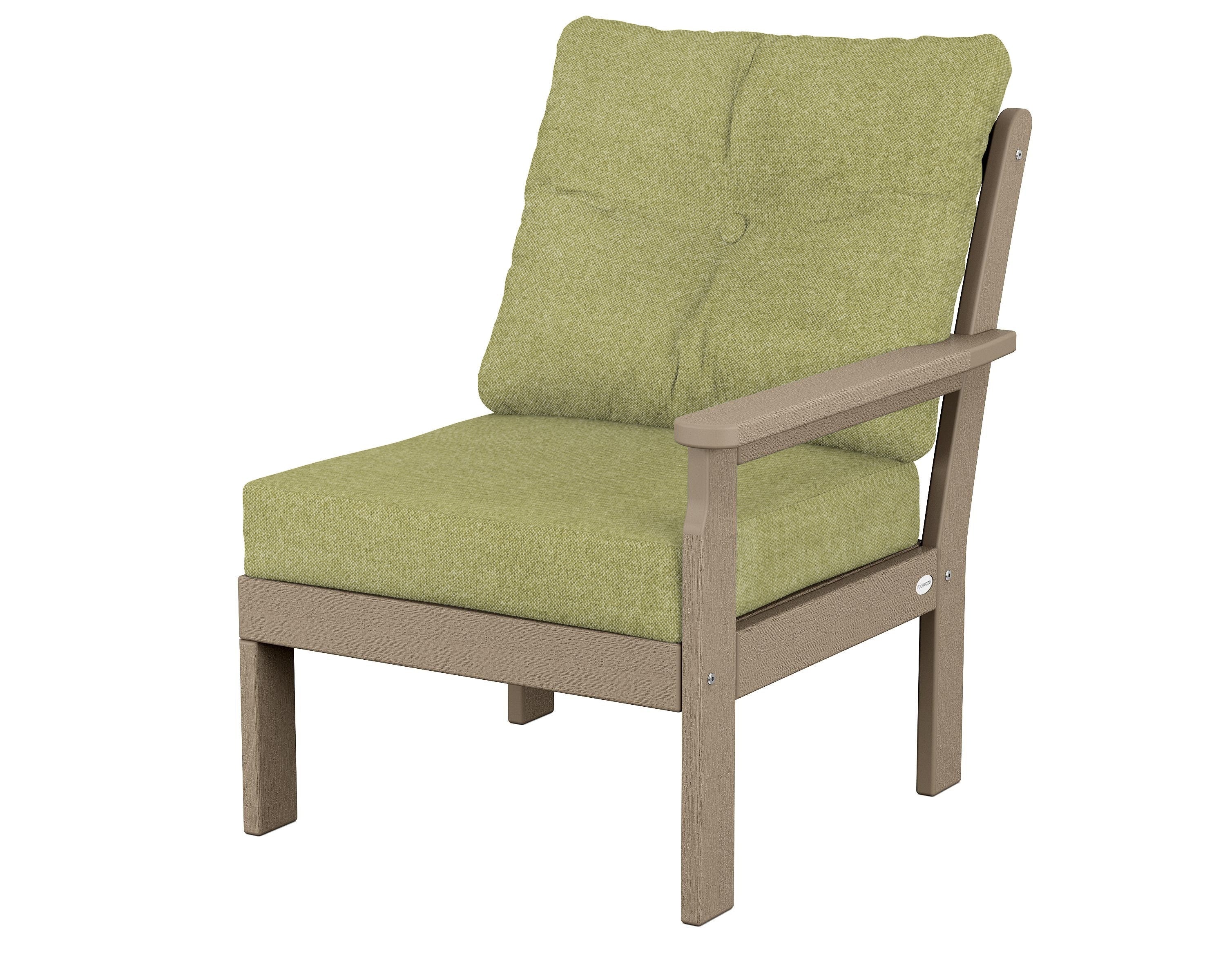 POLYWOOD® Vineyard Modular Right Arm Chair in Vintage Sahara / Chartreuse Boucle