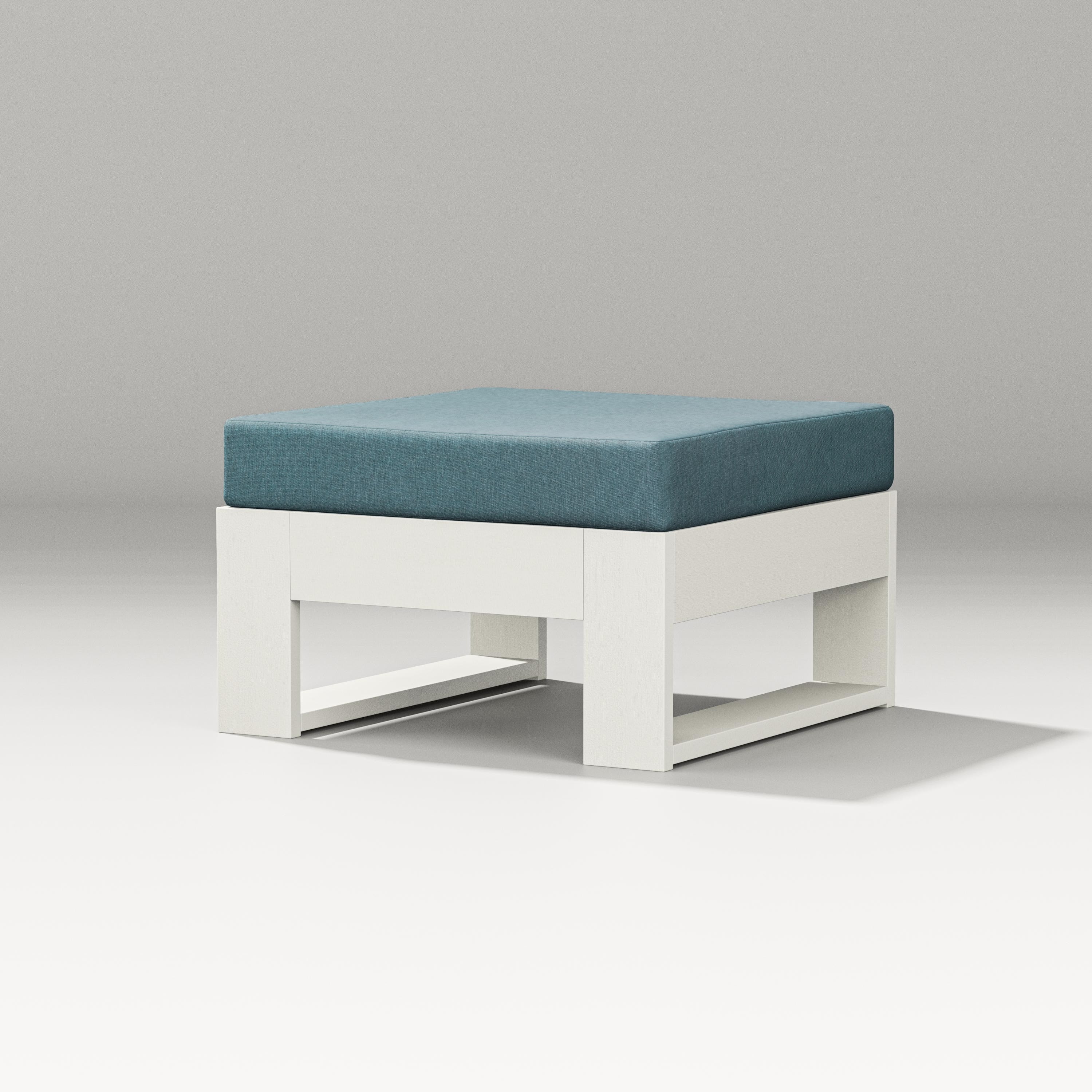 PW Designer Series Latitude Lounge Ottoman in Vintage White / Ocean Teal