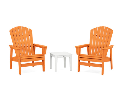 POLYWOOD® 3-Piece Nautical Grand Upright Adirondack Set in Tangerine / White