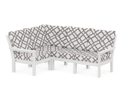 POLYWOOD® Vineyard 4-Piece Sectional in White / Trellis Grey Mist