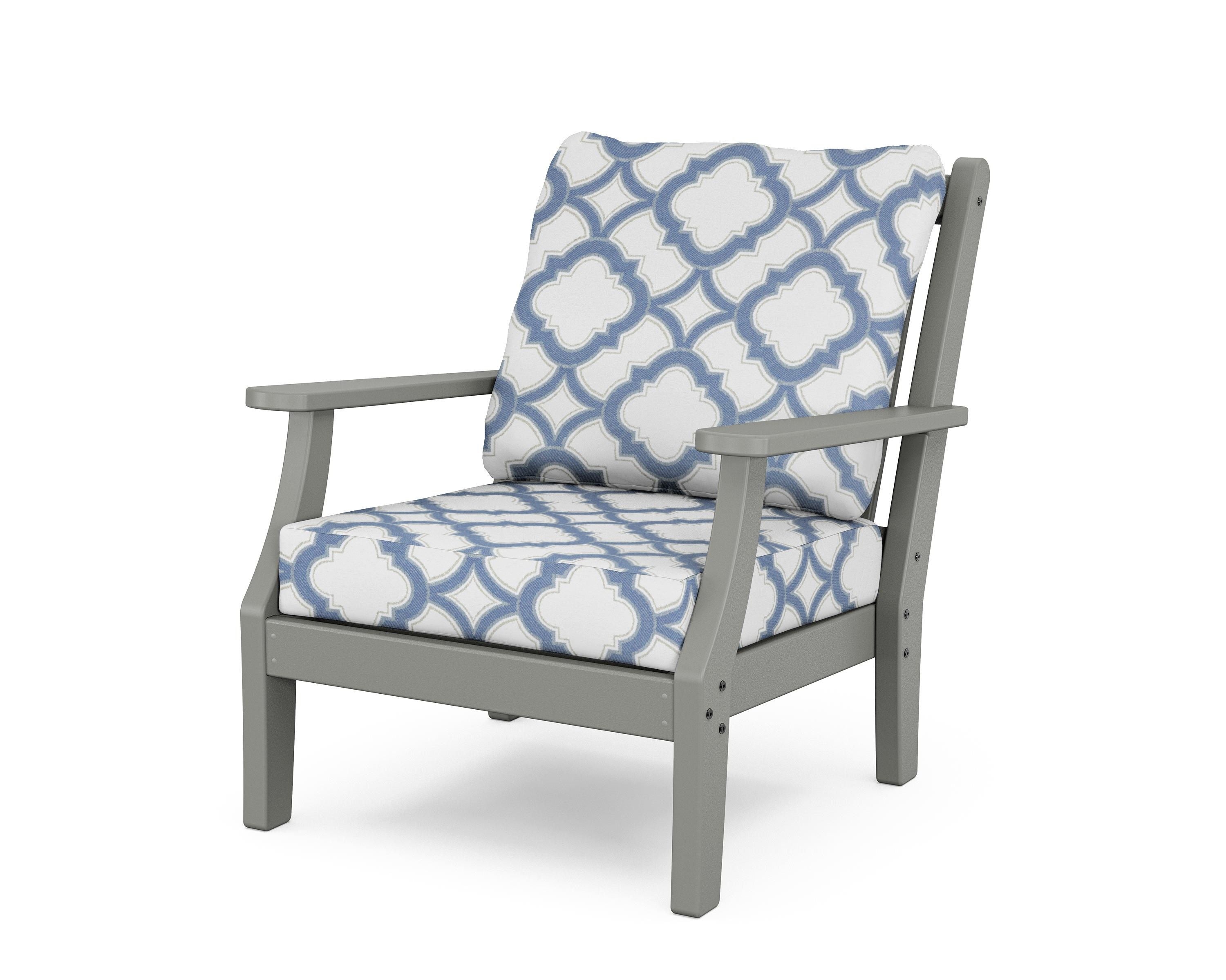 Country Living Wovendale Deep Seating Chair in Slate Grey / Trellis Sky Blue