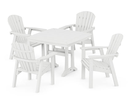 POLYWOOD® Seashell 5-Piece Dining Set with Trestle Legs in White