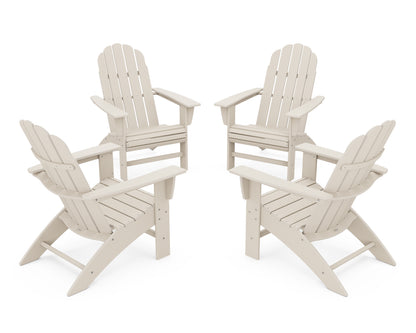 POLYWOOD® 4-Piece Vineyard Curveback Adirondack Chair Conversation Set in Sand