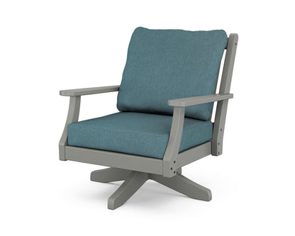 Country Living Wovendale Deep Seating Swivel Chair in Slate Grey / Ocean Teal