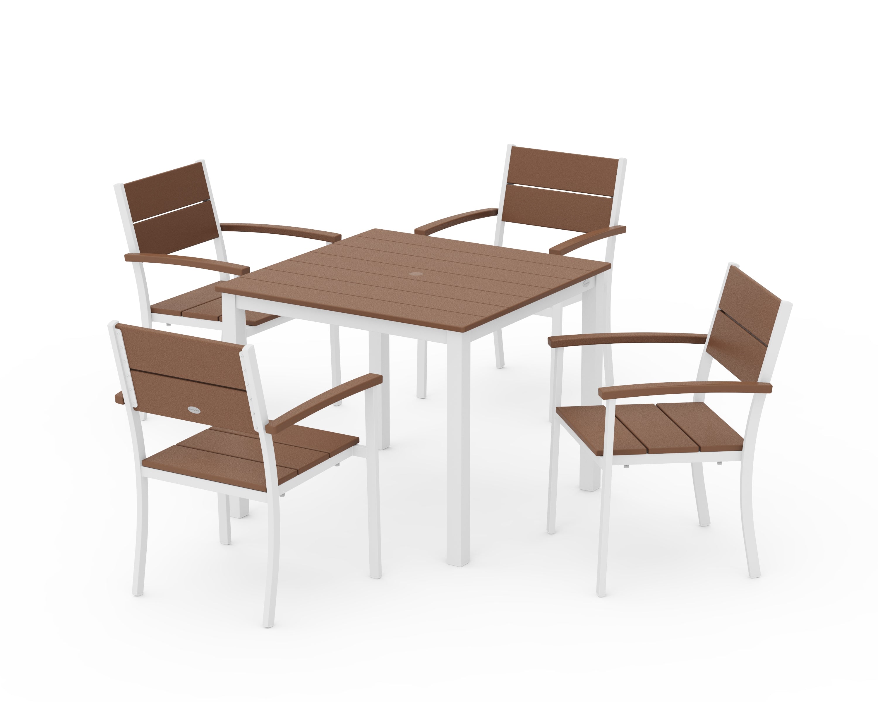 POLYWOOD® Main Street 5-Piece Dining Set in White / Teak
