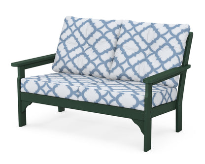 POLYWOOD® Vineyard Deep Seating Loveseat in Green / Trellis Sky Blue