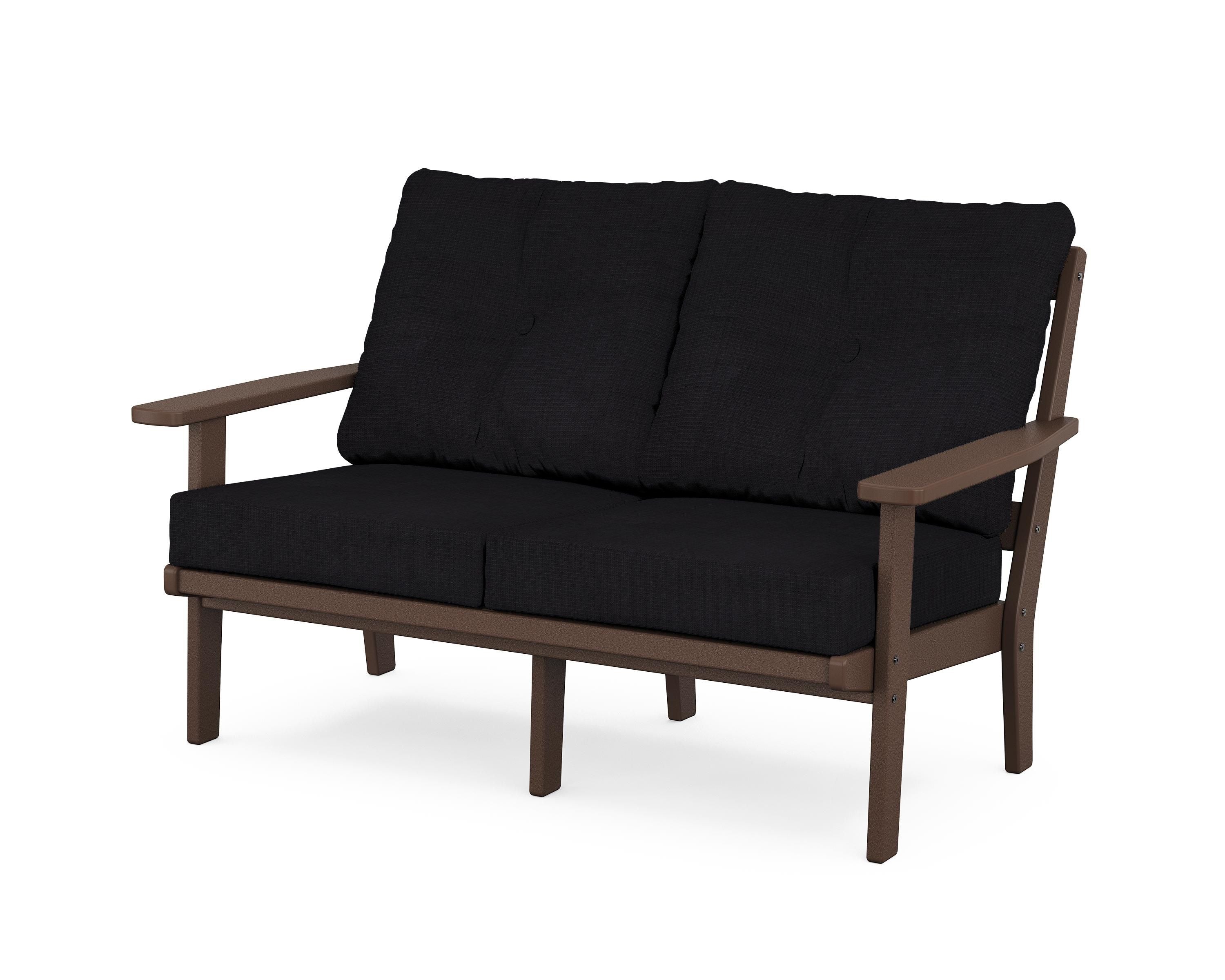 POLYWOOD® Oxford Deep Seating Loveseat in Mahogany / Midnight Linen