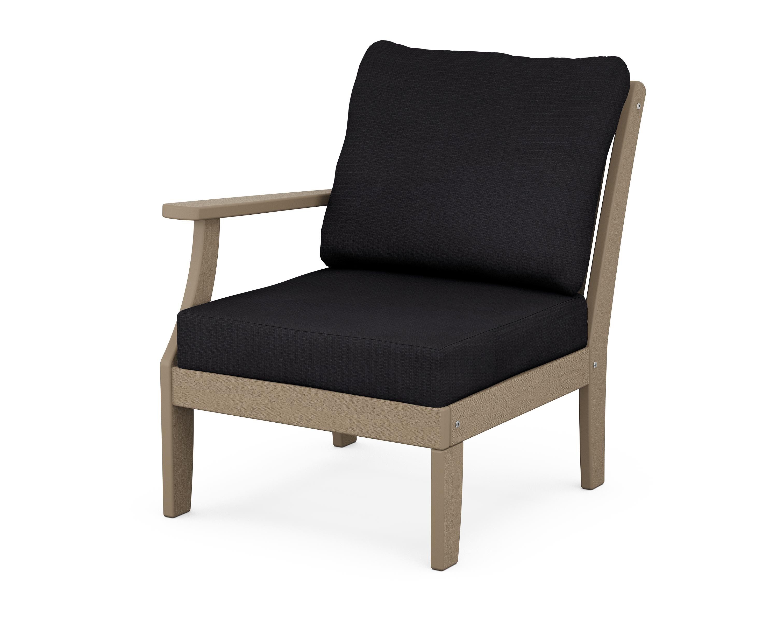 POLYWOOD® Braxton Modular Left Arm Chair in Vintage Sahara / Midnight Linen