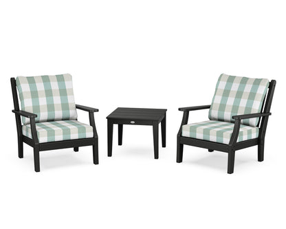 Country Living Wovendale 3-Piece Deep Seating Set in Black / Buffalo Plaid Glacier Spa