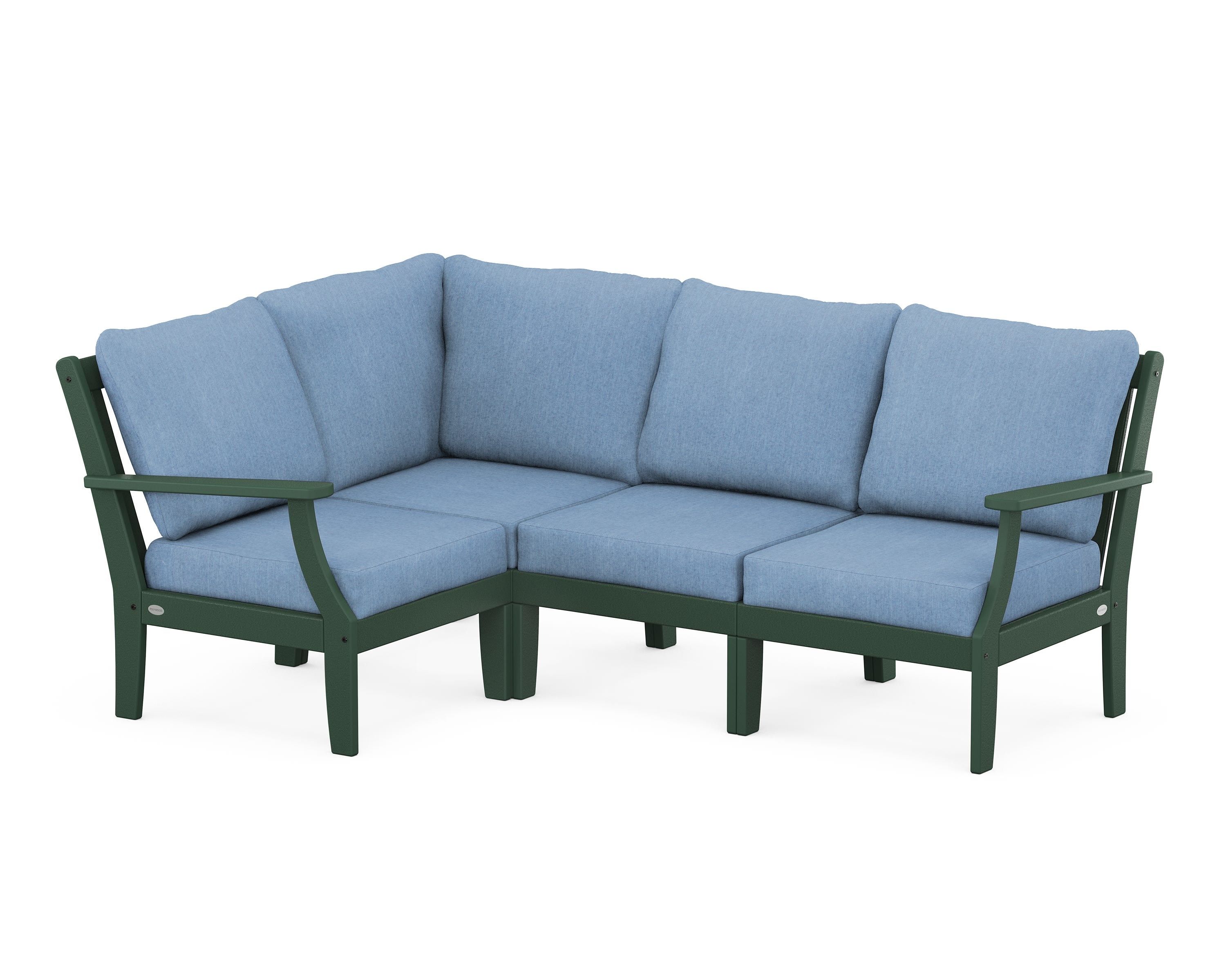 POLYWOOD® Braxton Modular 4-Piece Deep Seating Set in Green / Sky Blue