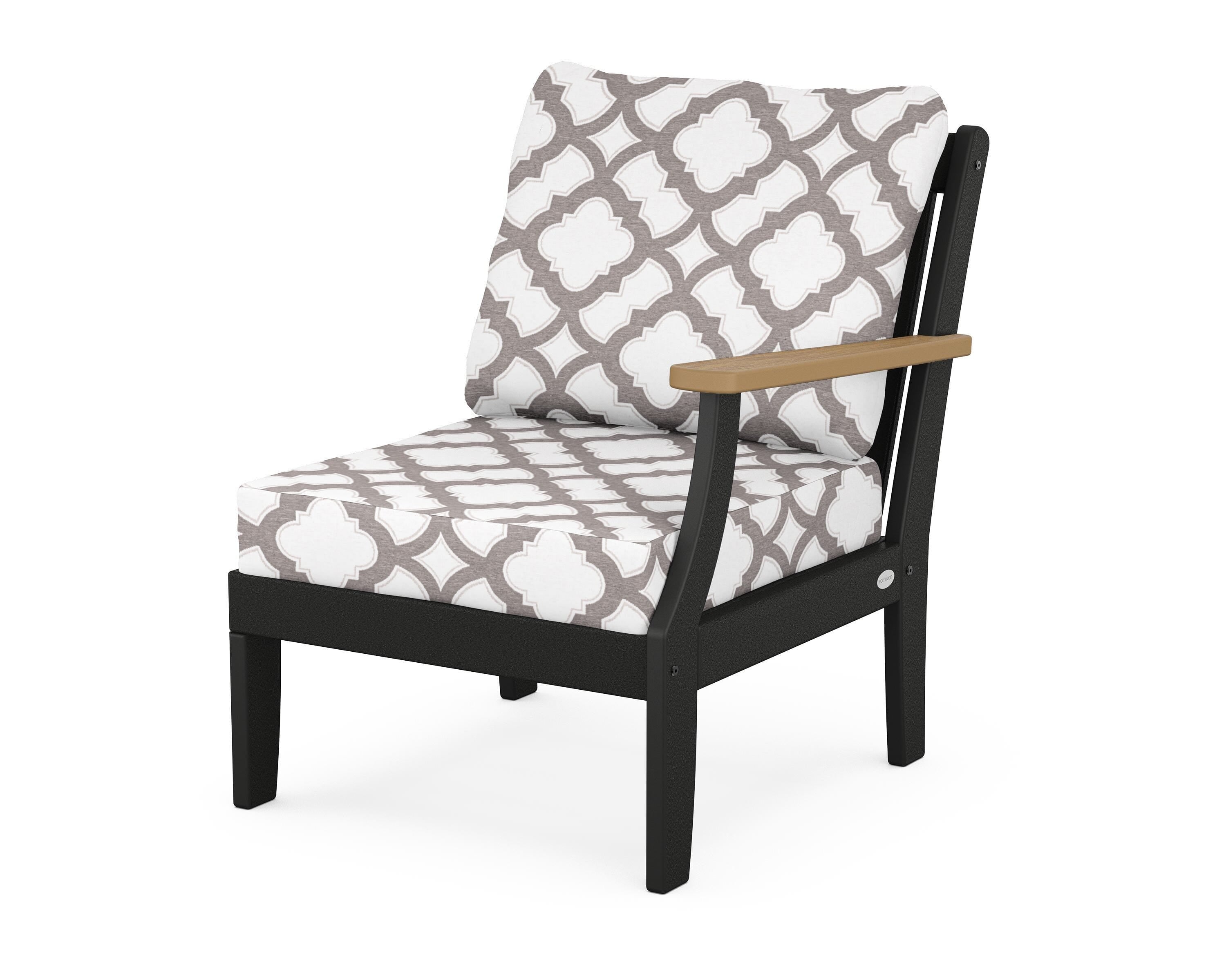 POLYWOOD® Braxton Modular Right Arm Chair in Black / Natural / Trellis Grey Mist