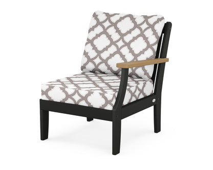 POLYWOOD® Braxton Modular Right Arm Chair in Black / Natural / Trellis Grey Mist