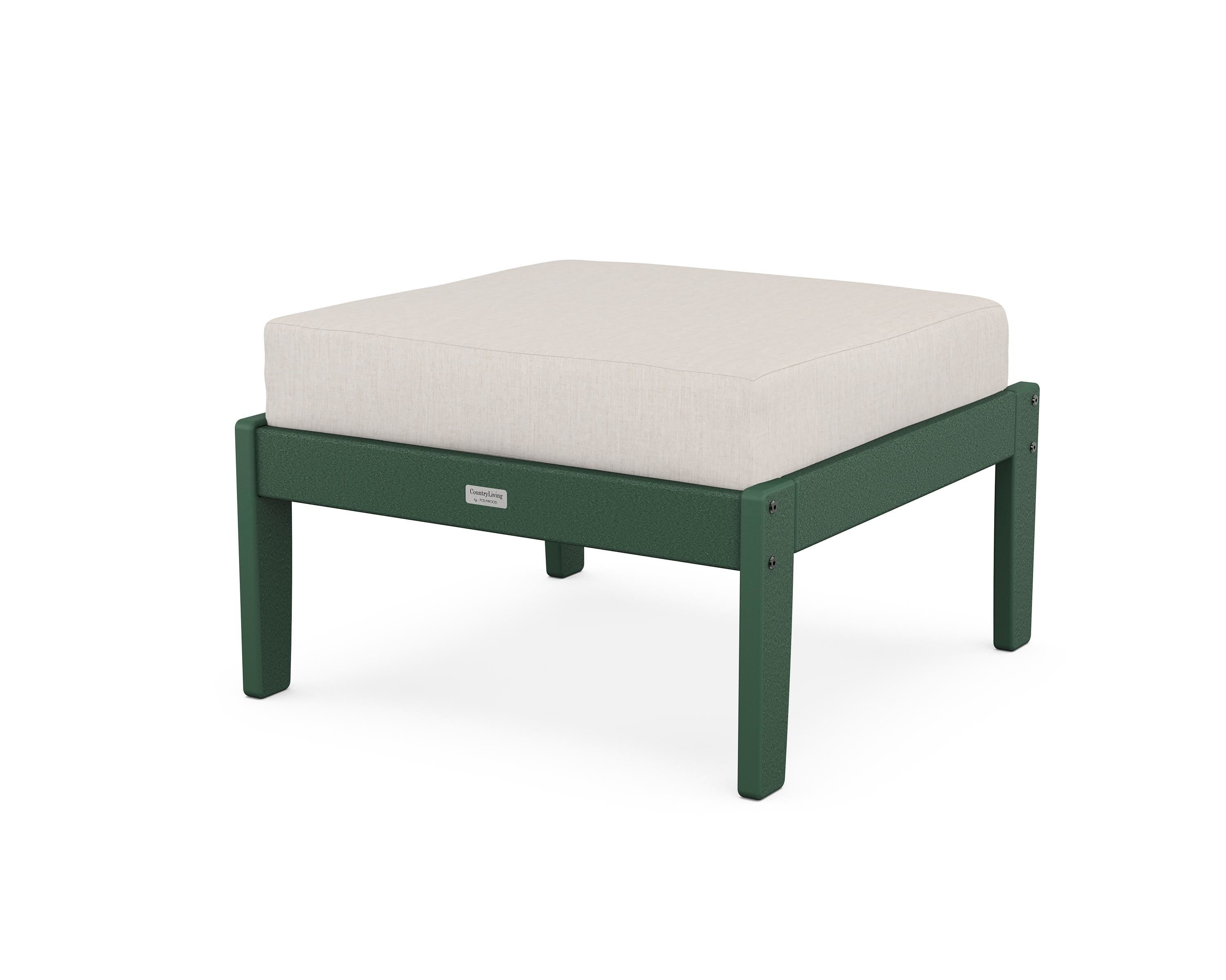 Country Living Cottage Deep Seating Ottoman in Green / Cast Ash