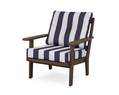 POLYWOOD® Prairie Deep Seating Chair in Mahogany / Cabana Stripe Navy