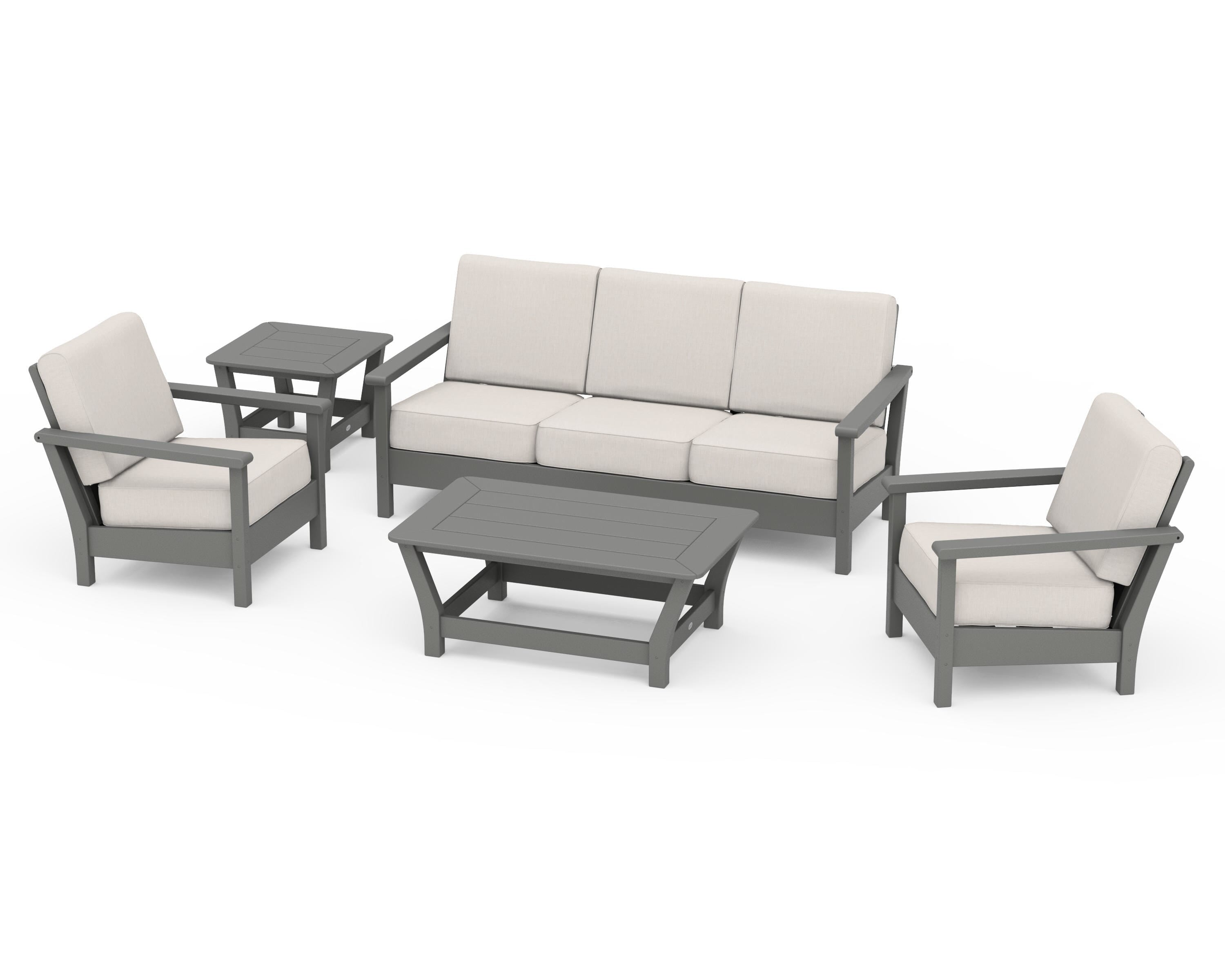 POLYWOOD® Harbour 5-Piece Deep Seating Set in Slate Grey / Cast Ash