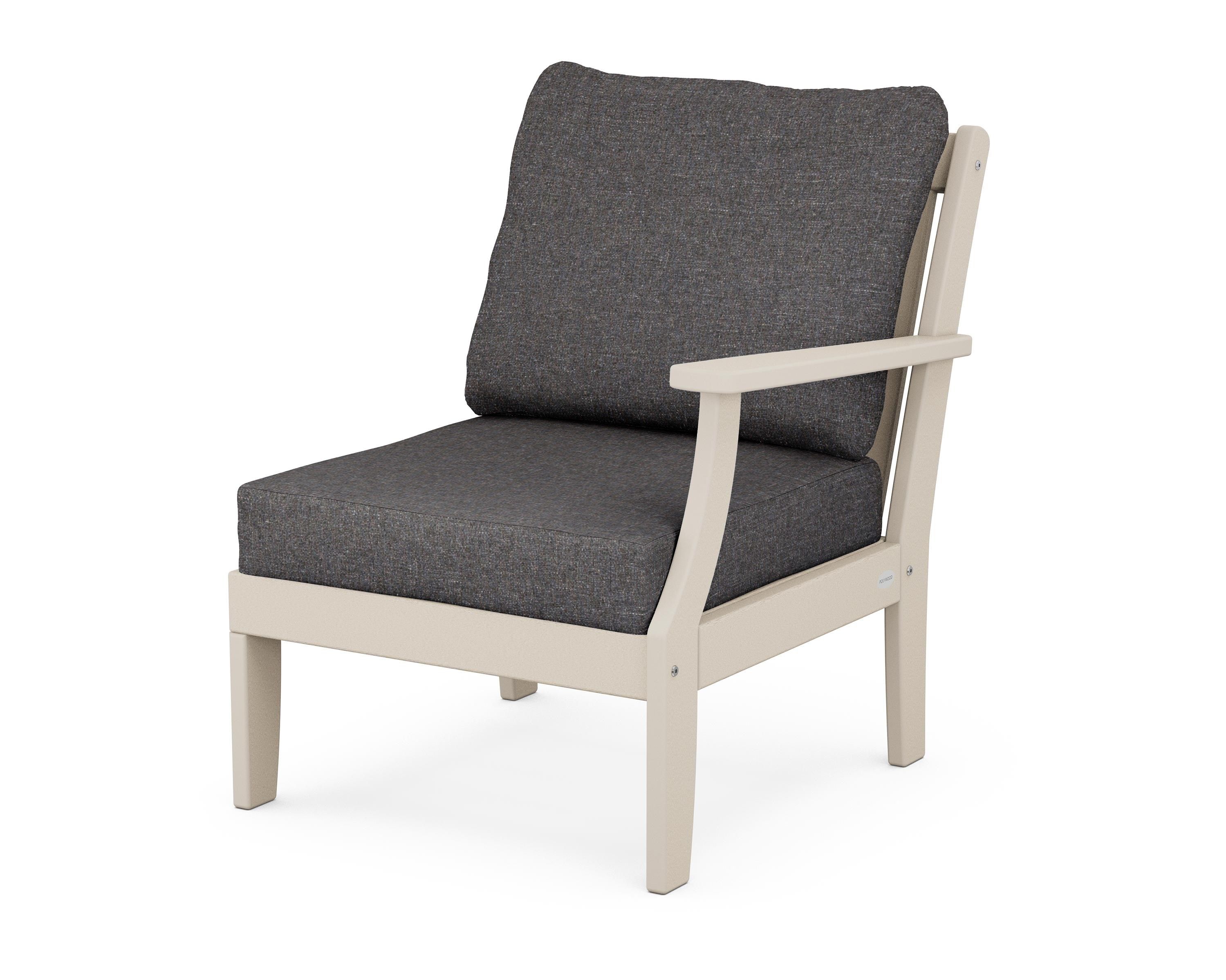 POLYWOOD® Braxton Modular Right Arm Chair in Sand / Ash Charcoal