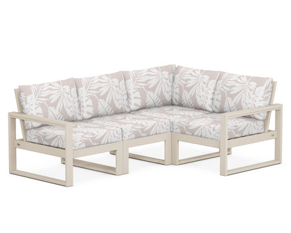 POLYWOOD® EDGE 4-Piece Modular Deep Seating Set in Sand / Leaf Dune Burlap