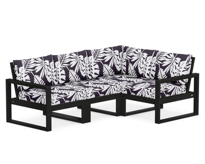 POLYWOOD® EDGE 4-Piece Modular Deep Seating Set in Black / Leaf Navy