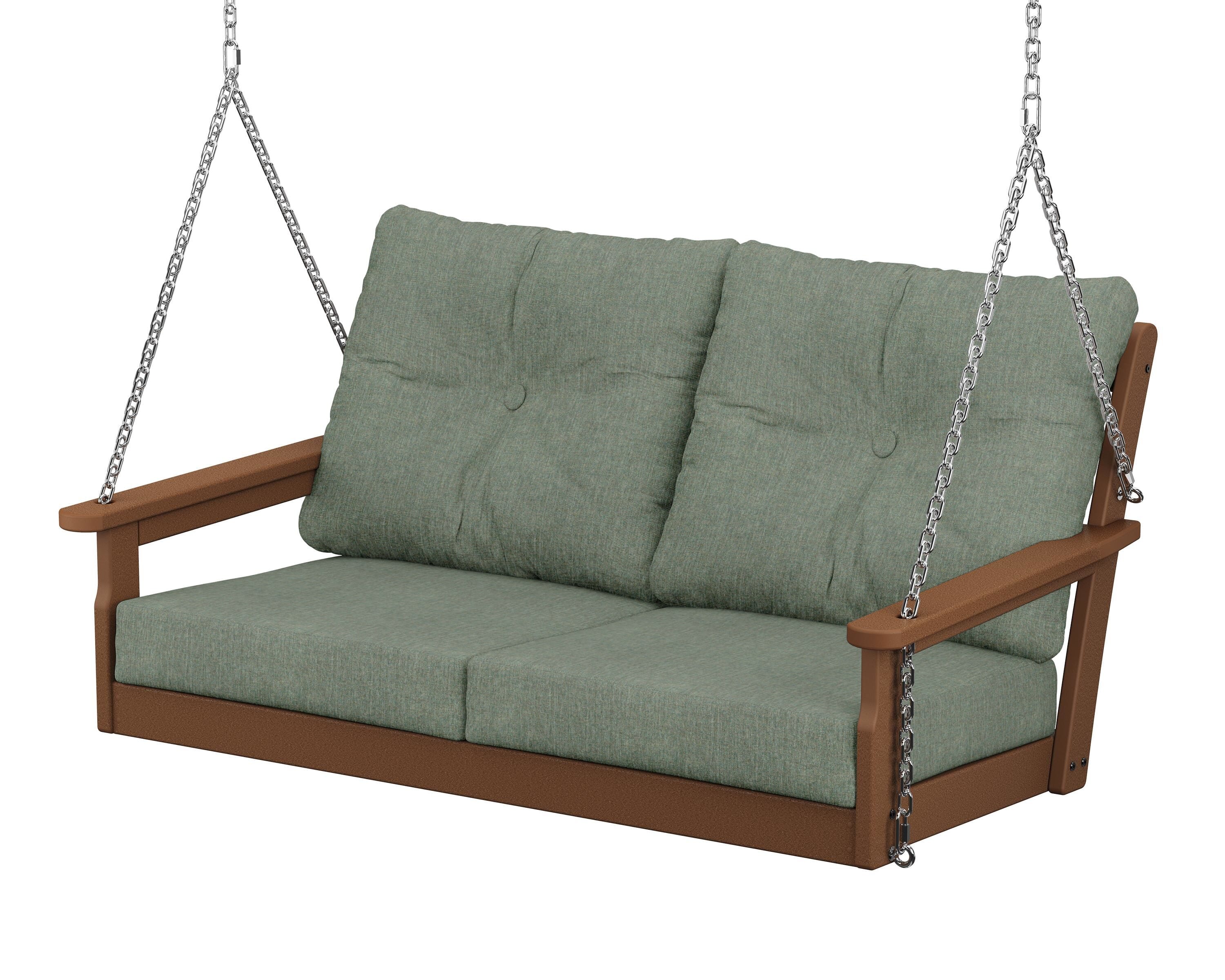 POLYWOOD® Vineyard Deep Seating Swing in Teak / Cast Sage