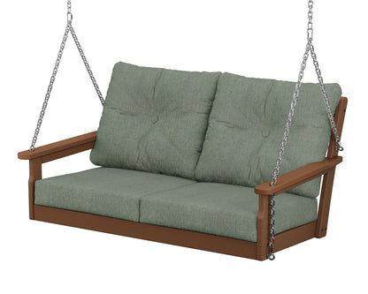 POLYWOOD® Vineyard Deep Seating Swing in Teak / Cast Sage
