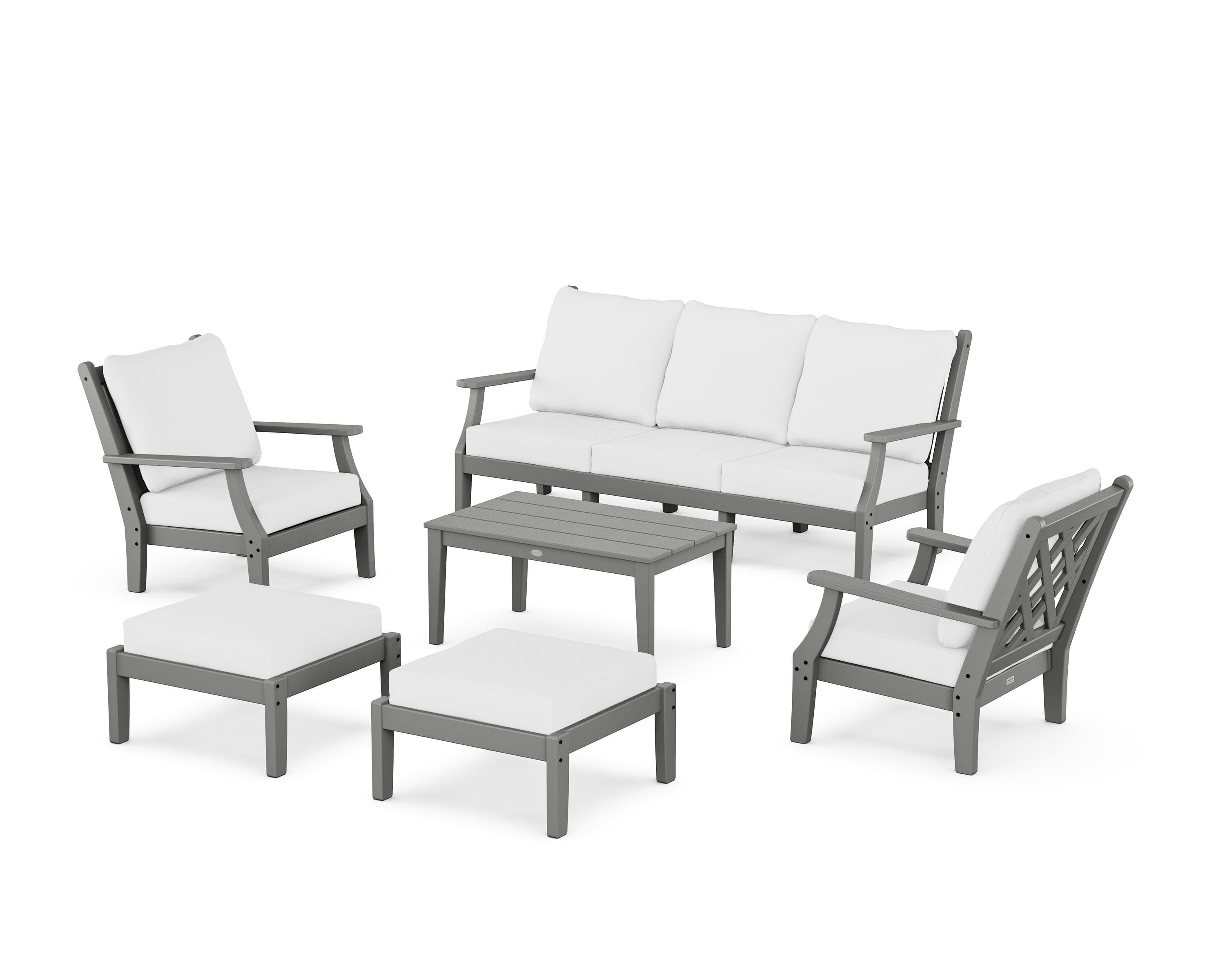 Country Living Wovendale 6-Piece Lounge Sofa Set in Slate Grey / Natural