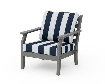 Draper James™ by  POLYWOOD® Savannah Deep Seating Chair in Slate Grey / Cabana Stripe Marine Indigo