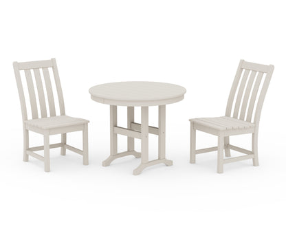 POLYWOOD® Vineyard Side Chair 3-Piece Round Dining Set in Sand