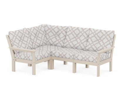 POLYWOOD® Vineyard 4-Piece Sectional in Sand / Trellis Dune Burlap