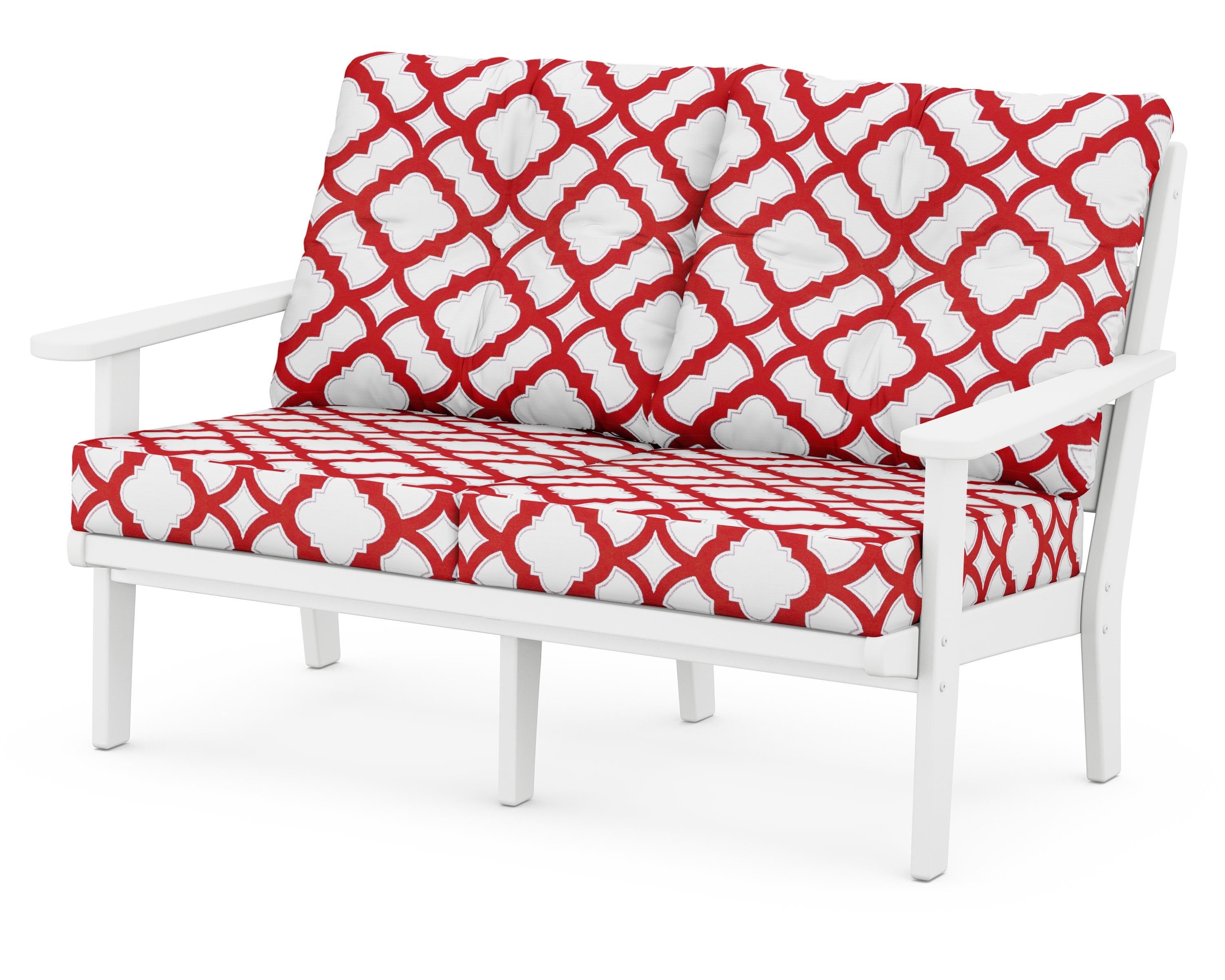 POLYWOOD® Lakeside Deep Seating Loveseat in White / Trellis Crimson