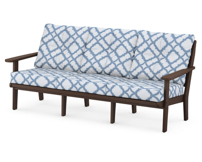 POLYWOOD® Lakeside Deep Seating Sofa in Mahogany / Trellis Sky Blue