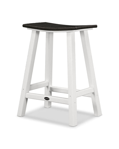 POLYWOOD® Contempo 24" Saddle Counter Stool in White / Black