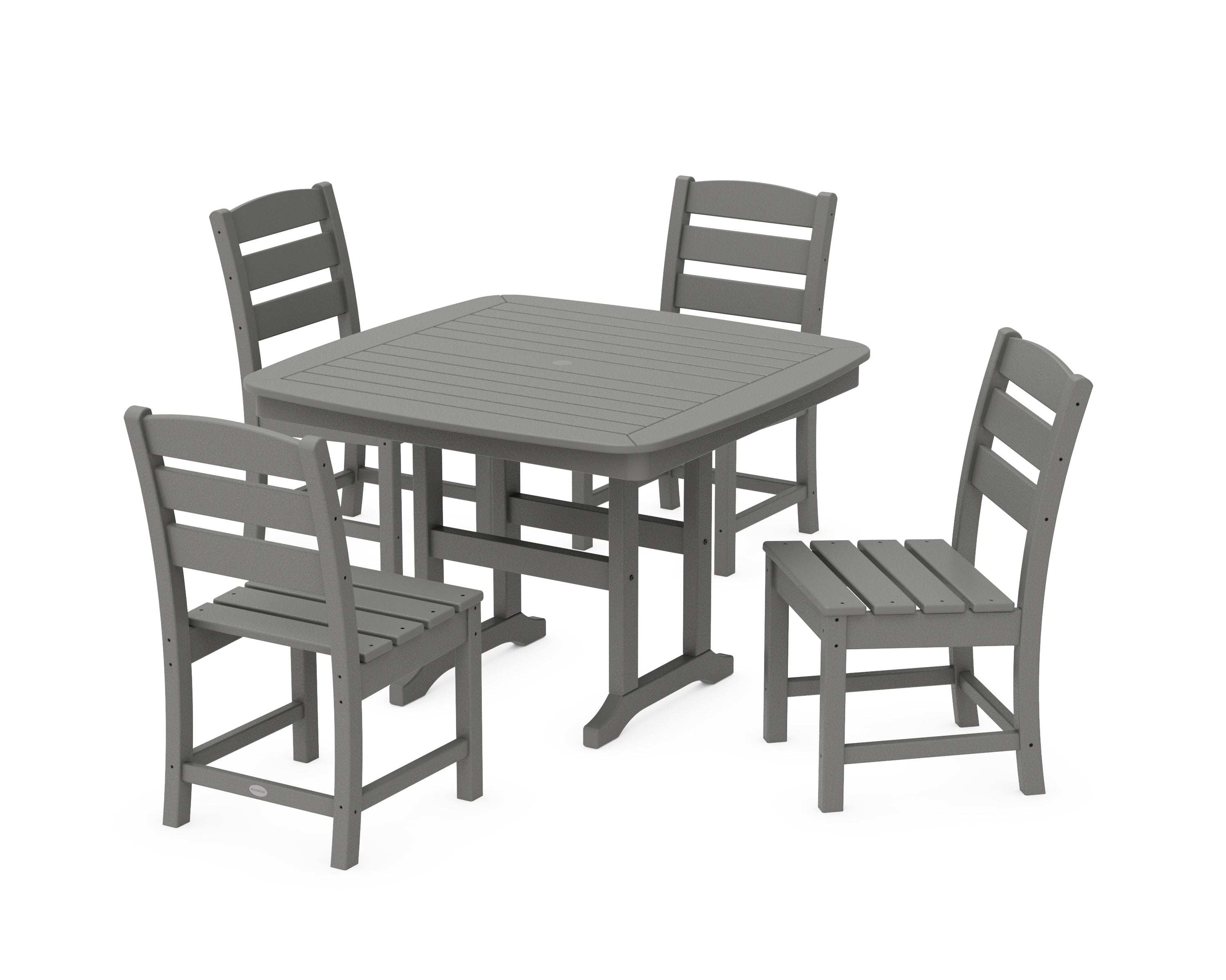 POLYWOOD® Lakeside Side Chair 5-Piece Dining Set with Trestle Legs in Slate Grey