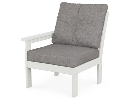 POLYWOOD® Vineyard Modular Left Arm Chair in Vintage White / Grey Mist