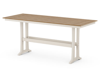 POLYWOOD® Farmhouse Trestle 38" x 96" Bar Table in Sand / Natural