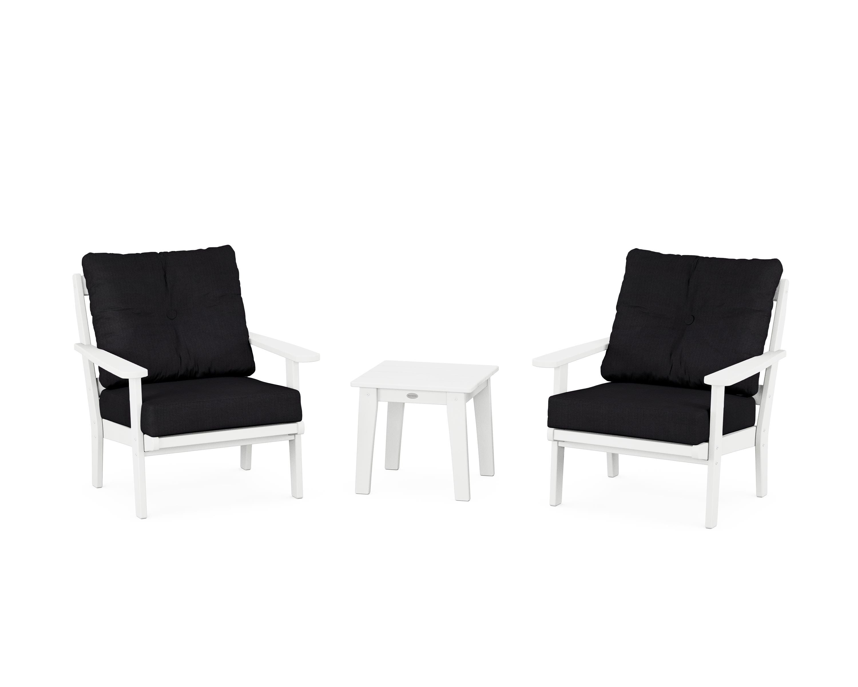 POLYWOOD® Mission 3-Piece Deep Seating Set in White / Midnight Linen