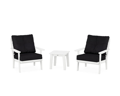 POLYWOOD® Mission 3-Piece Deep Seating Set in White / Midnight Linen