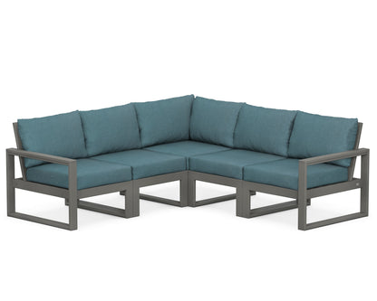POLYWOOD® EDGE 5-Piece Modular Deep Seating Set in Slate Grey / Ocean Teal