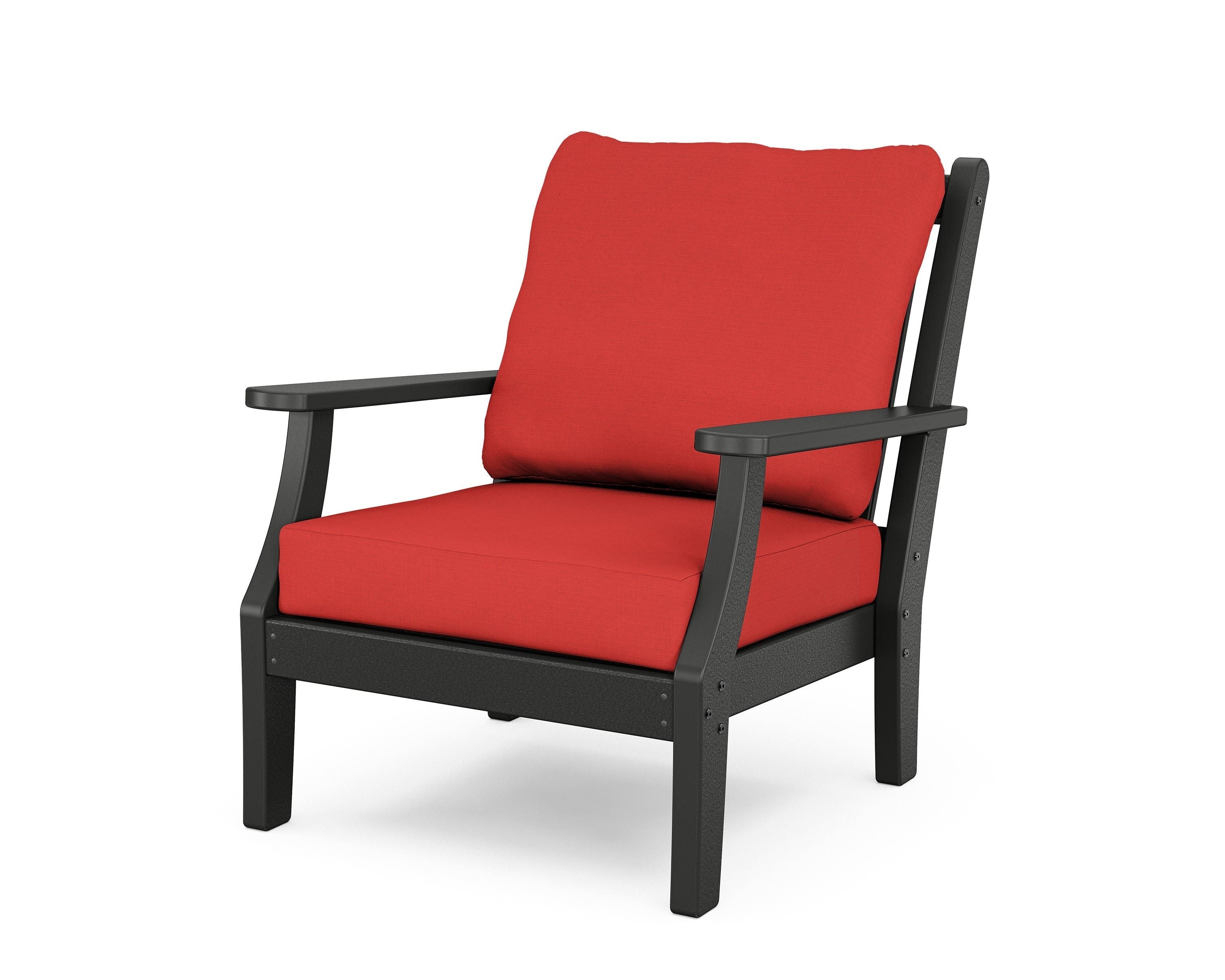Country Living Wovendale Deep Seating Chair in Black / Crimson Linen