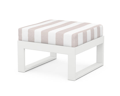 Unbranded Modular Ottoman - Modern in White / Cabana Stripe Dune Burlap