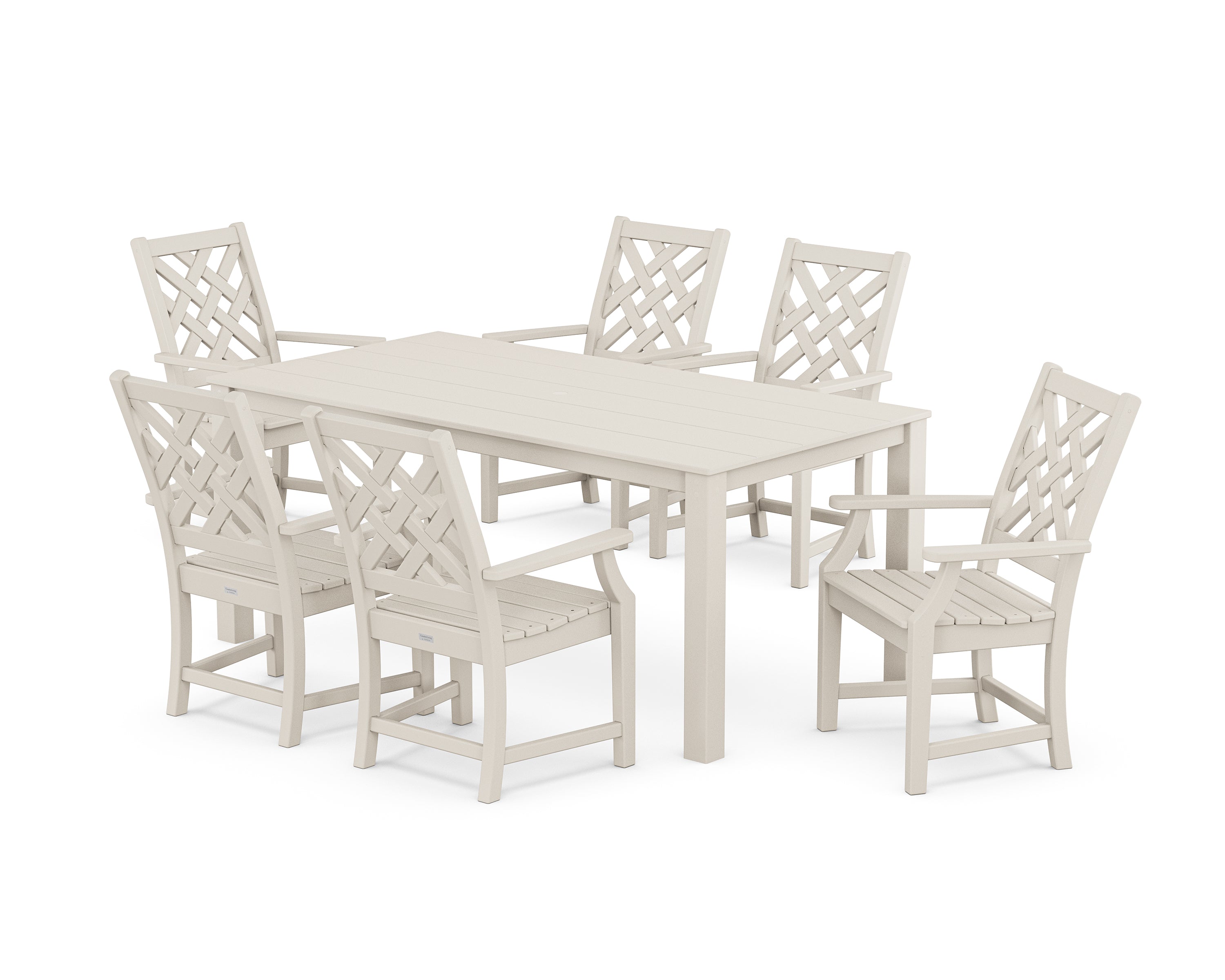 Country Living Wovendale Arm Chair 7-Piece Parsons Dining Set in Sand