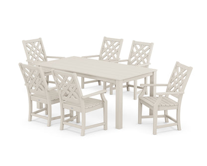 Country Living Wovendale Arm Chair 7-Piece Parsons Dining Set in Sand