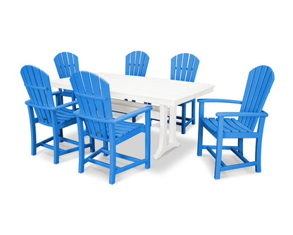 POLYWOOD® Palm Coast 7-Piece Dining Set with Trestle Legs in Pacific Blue / White