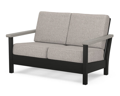 POLYWOOD® Harbour Deep Seating Loveseat in Black / Driftwood / Weathered Tweed