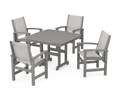 POLYWOOD® Coastal 5-Piece Dining Set in Slate Grey / Parchment Sling